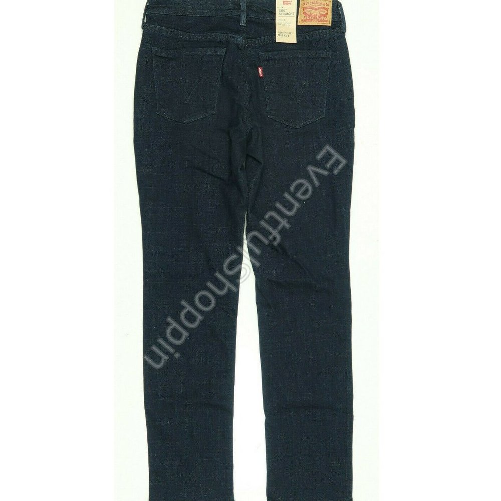 Levis 505 Straight Stretch Mid Rise Easy Fit Jeans - Picture 4 of 7